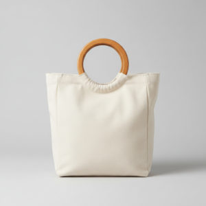 Bolso de lona con asas de madera